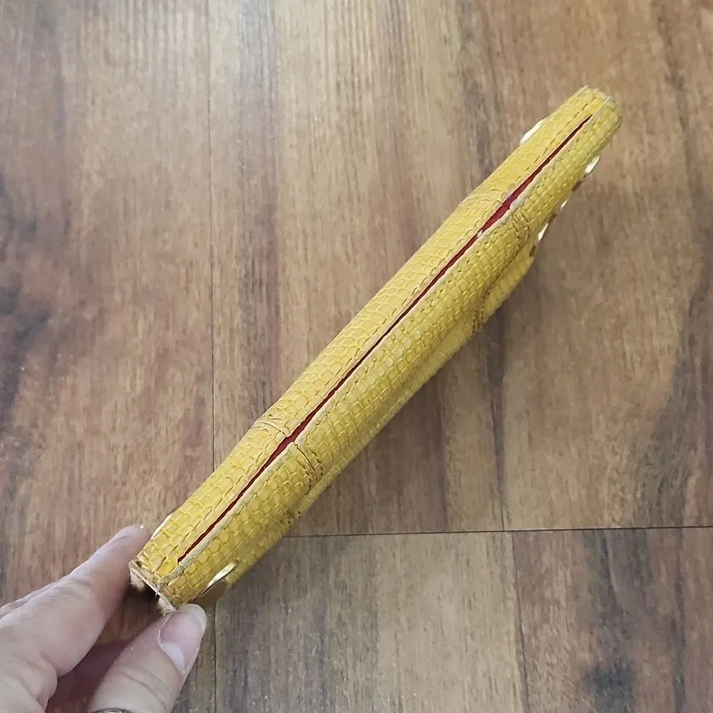 GUC Hammitt 110 North Leather Mustard Fauc Croc Wallet